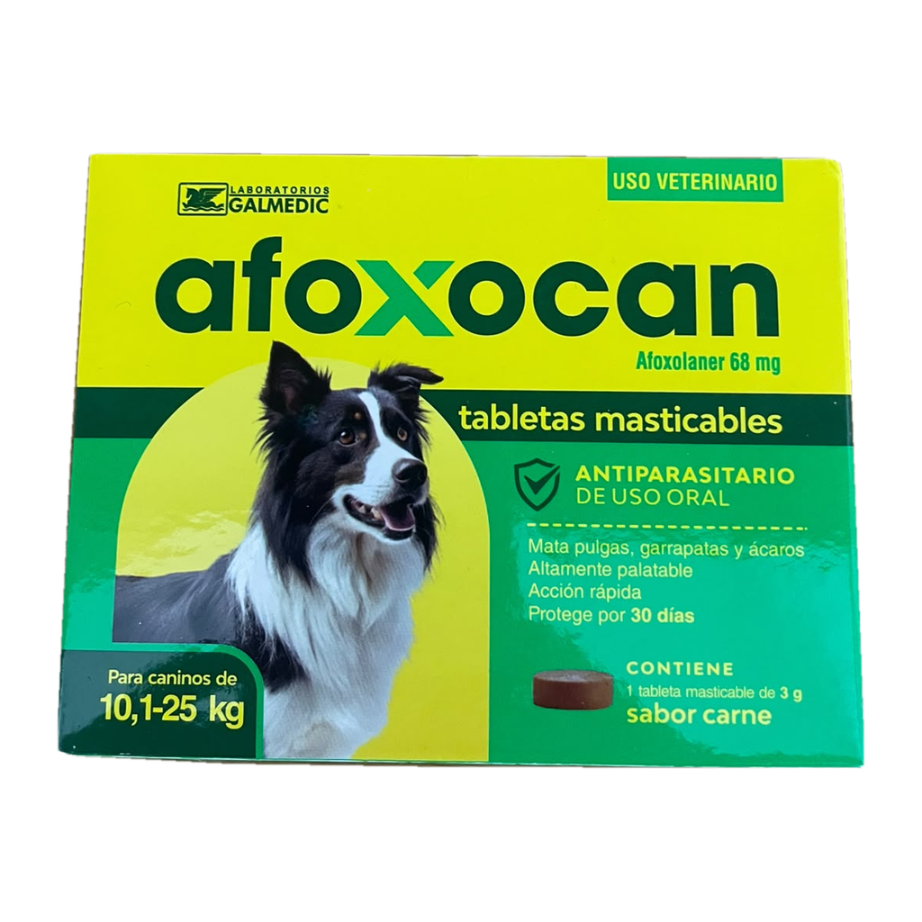 Afoxocan 10-25kg | Antiparasitario Masticable para Perros | Pulgas y Garrapatas