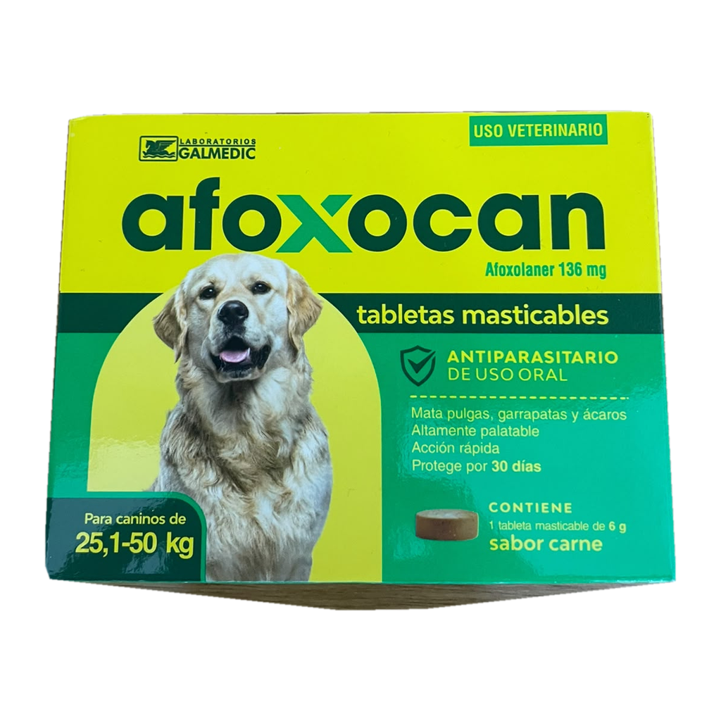Afoxocan 25-50kg | Antiparasitario Masticable para Perros | Pulgas y Garrapatas