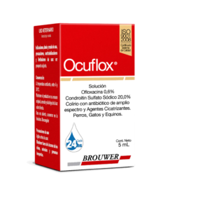 Ocuflox 5ml — Colirio Antibiótico Ofloxacina + Condroitín para Perros y Gatos | Brouwer