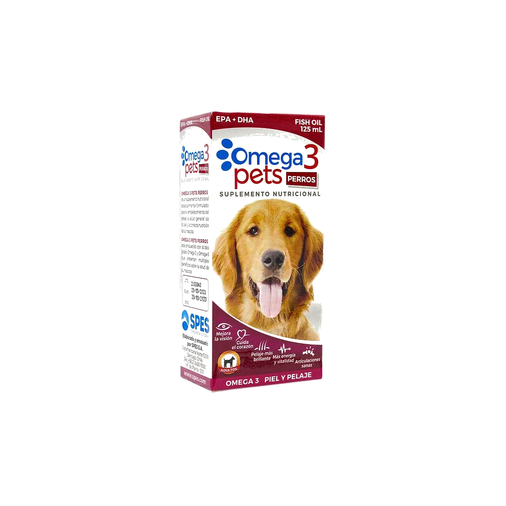Omega 3 Pets Perros 125ml — Suplemento Fish Oil EPA+DHA para Pelo y Piel | SPES
