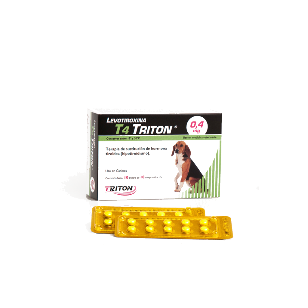 T4 Triton 0,4mg | Levotiroxina Hipotiroidismo Canino | 1 Blister * 10 Compr | Laboratorio Tritón