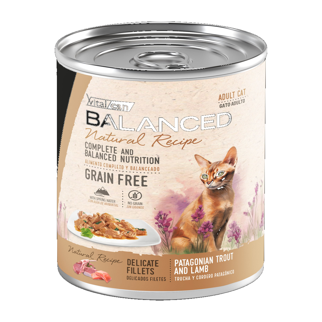 Vitalcan Balanced Gato Adulto Trucha y Cordero Patagónico 340g — Húmedo Grain Free | Vitalcan