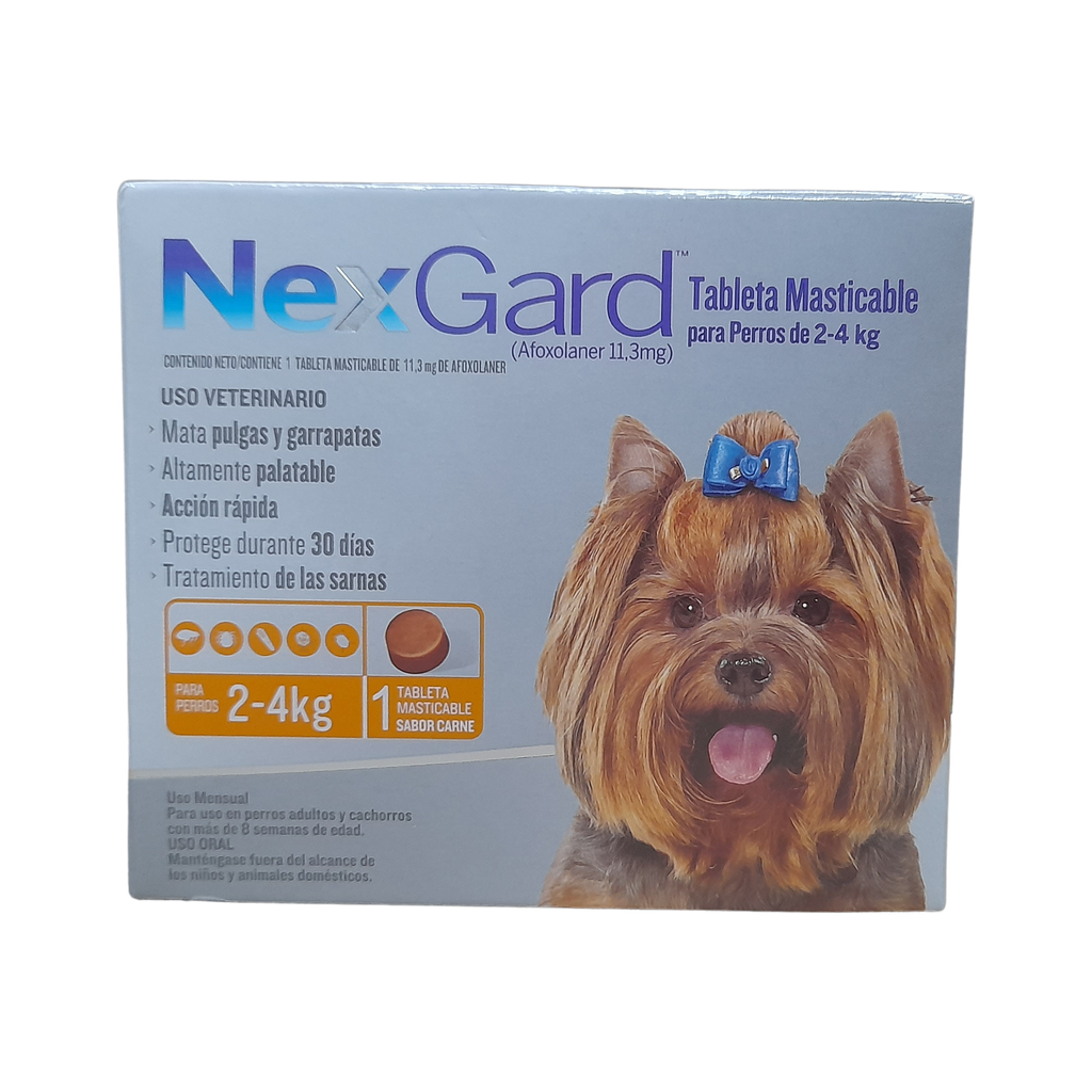 NexGard Tableta Masticable para Perros de 2-4kg — Antipulgas y Antigarrapatas de Acción Rápida