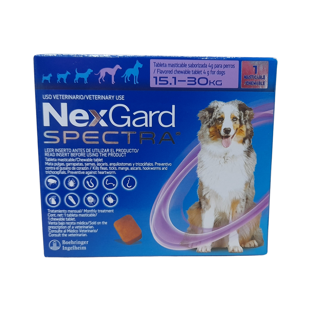 NexGard Spectra para Perros 15,1-30kg — Antiparasitario Interno y Externo