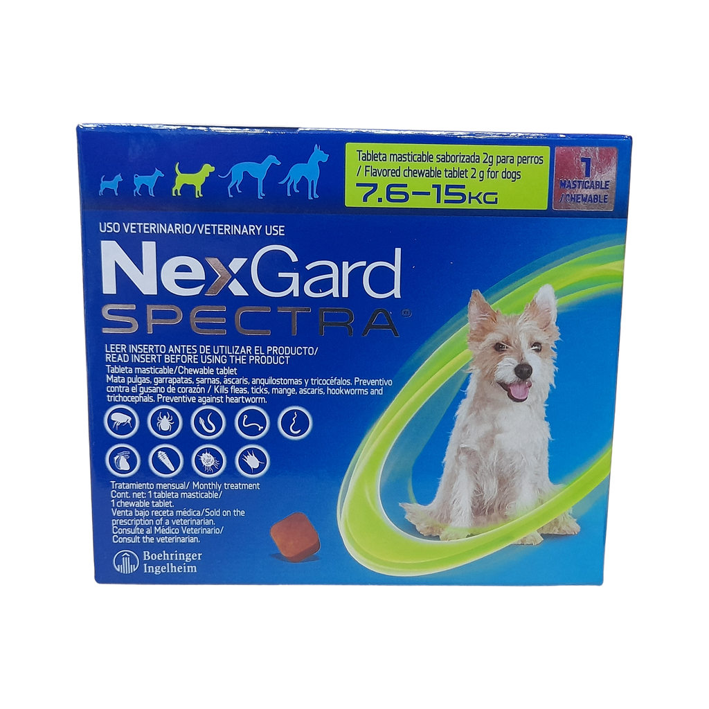 NexGard Spectra para Perros 7,6-15kg — Antiparasitario Interno y Externo
