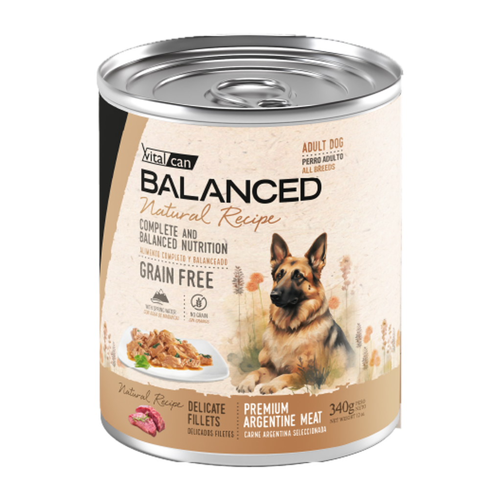 Vitalcan Natural Recipe Lata Perro 340 g | Filetes de Carne