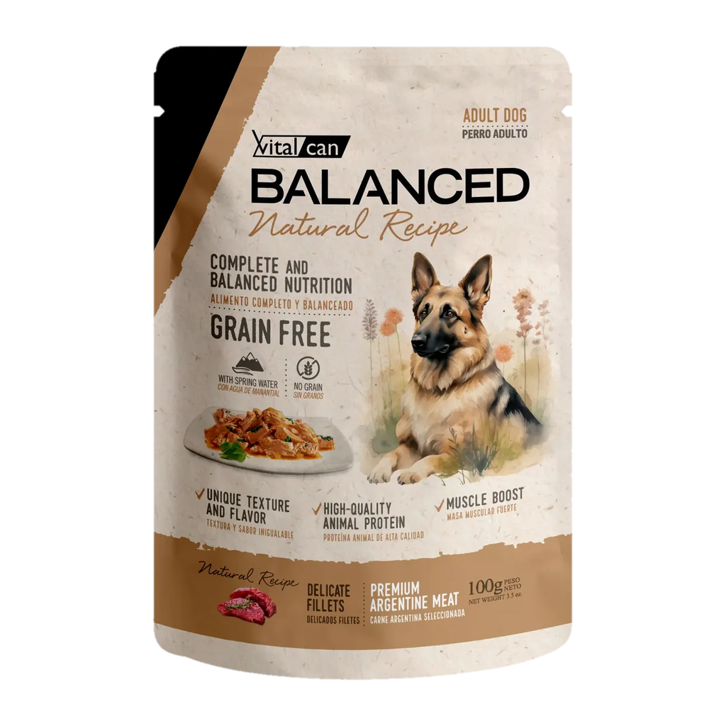 Vitalcan Natural Recipe Pouch Perro 100 g | Filetes de Carne